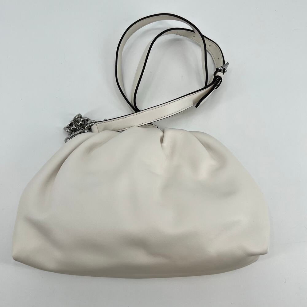 Michael Kors Nola Small Crossbody Bag white silver hardware clasp travel - Picture 3 of 9